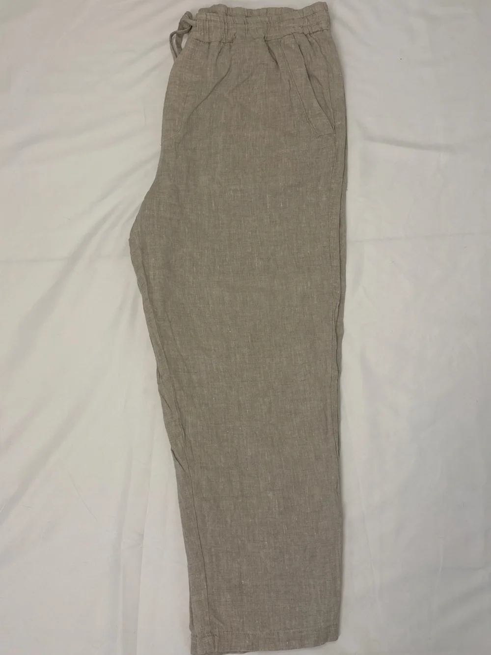 Zara Beige Linen Drawstring Pants